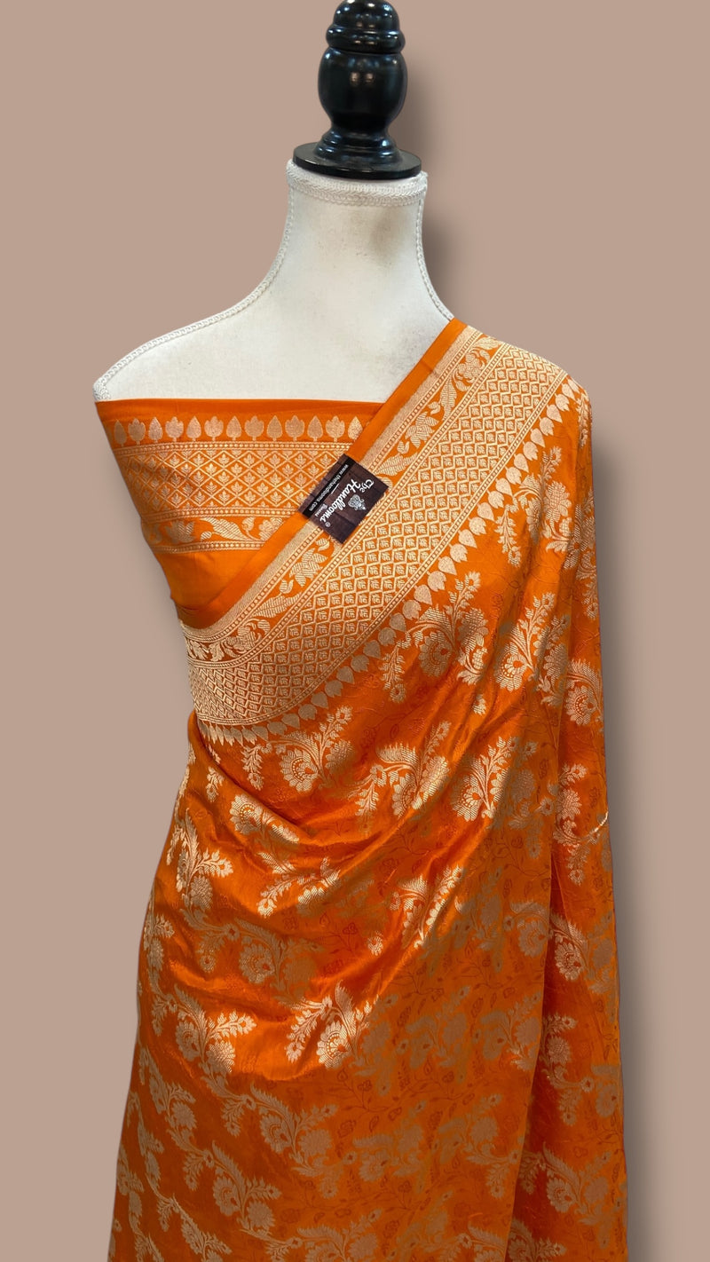 Pure Katan Silk Banarasi Handloom Saree - All over Jaal work - The Handlooms