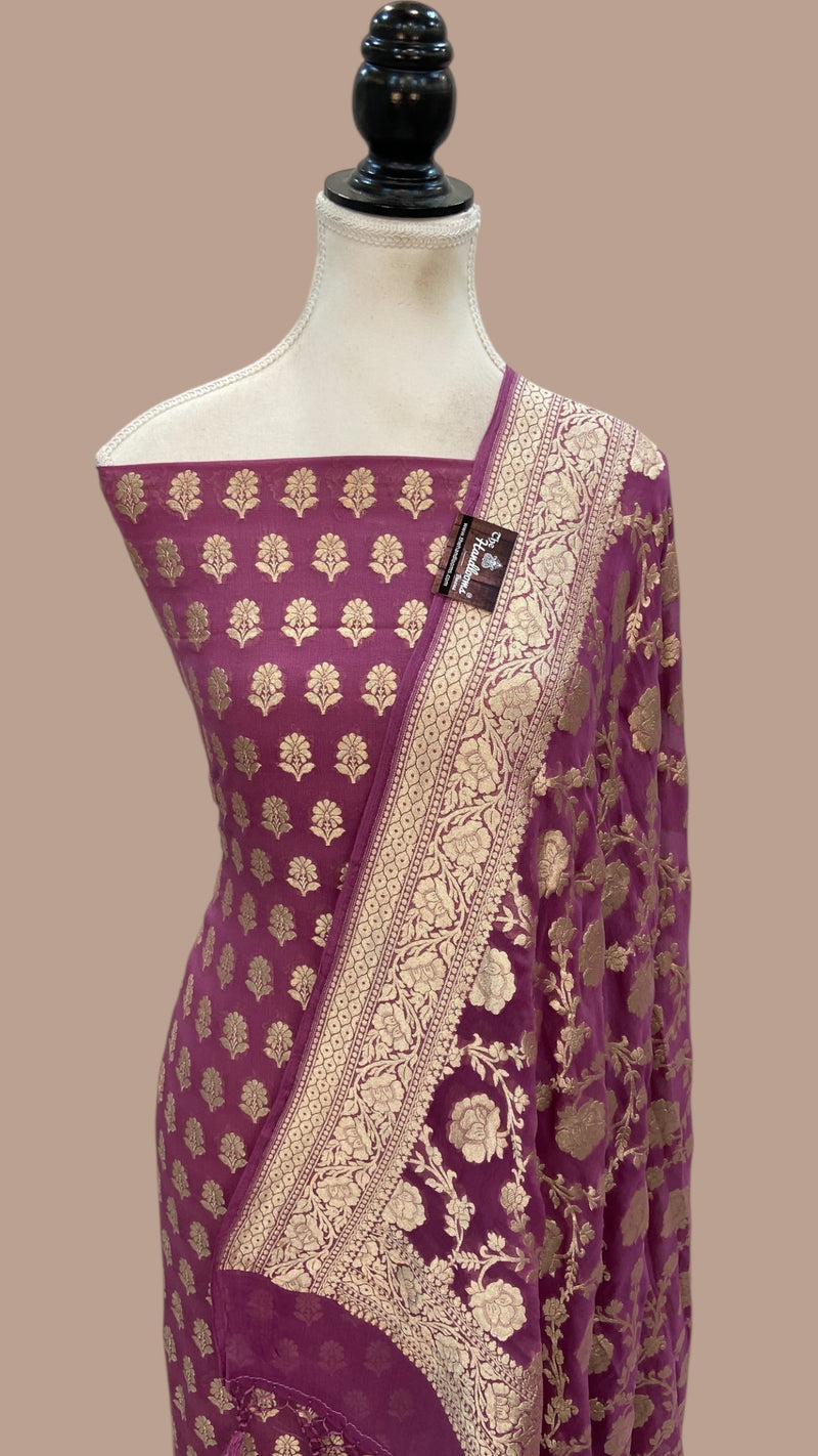 Khaddi Georgette Banarasi Dress material Water Zari - The Handlooms
