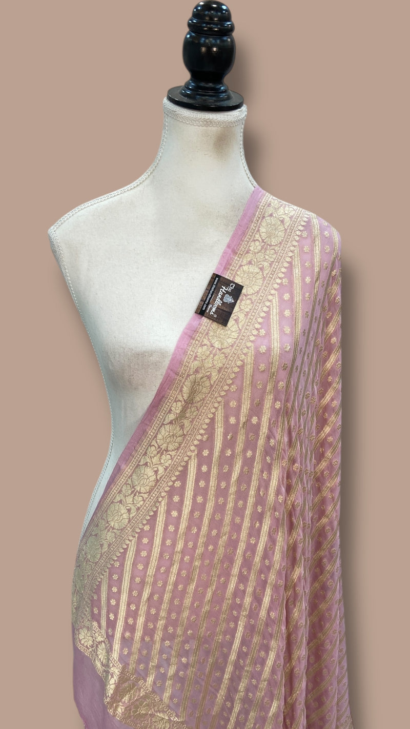 Pure Khaddi Georgette Dupatta - Water Zari - The Handlooms