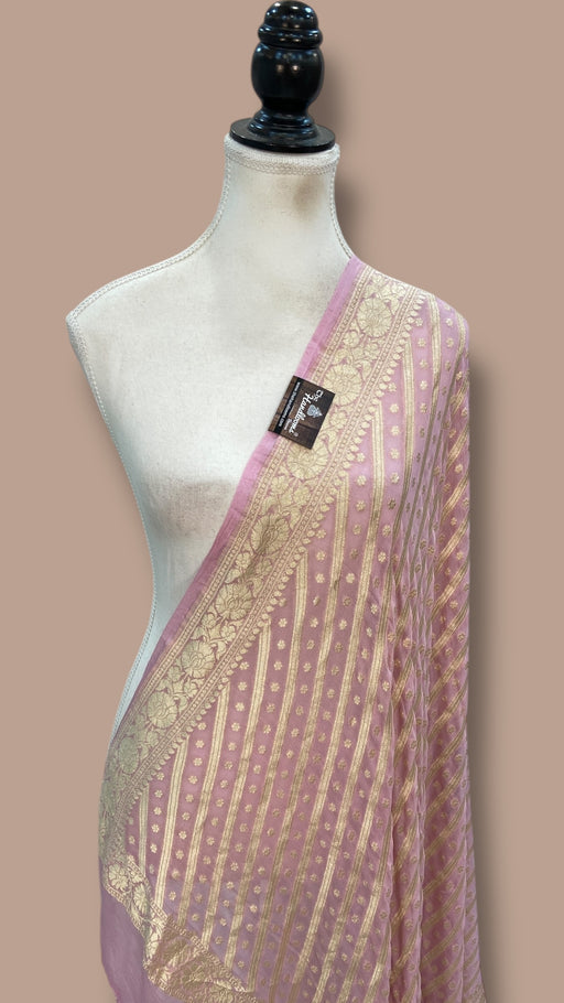 Pure Khaddi Georgette Dupatta - Water Zari - The Handlooms