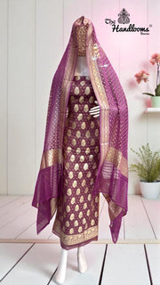 Tissue Khaddi Georgette Banarasi Dress material - The Handlooms