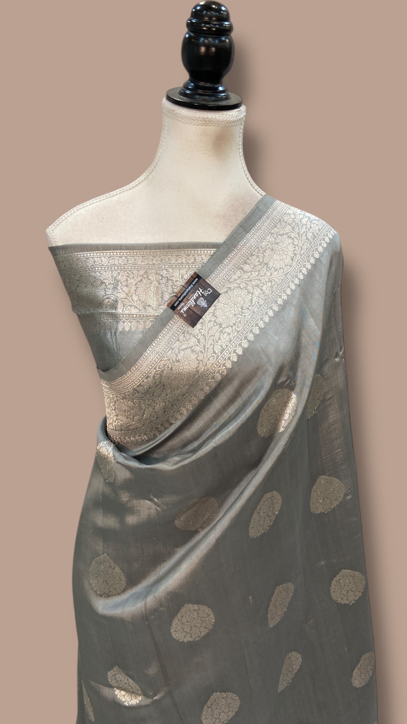 Pure Katan Silk Banarasi Handloom Saree - All Over Kadua Motifs - The Handlooms