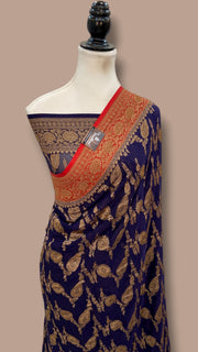 Khaddi Georgette Banarasi Saree -  Antique zari - The Handlooms