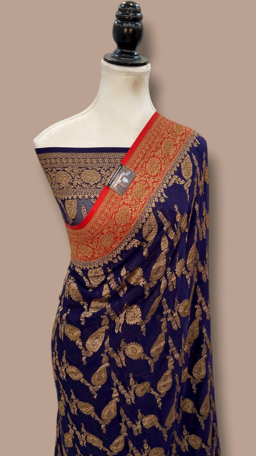 Khaddi Georgette Banarasi Saree -  Antique zari - The Handlooms