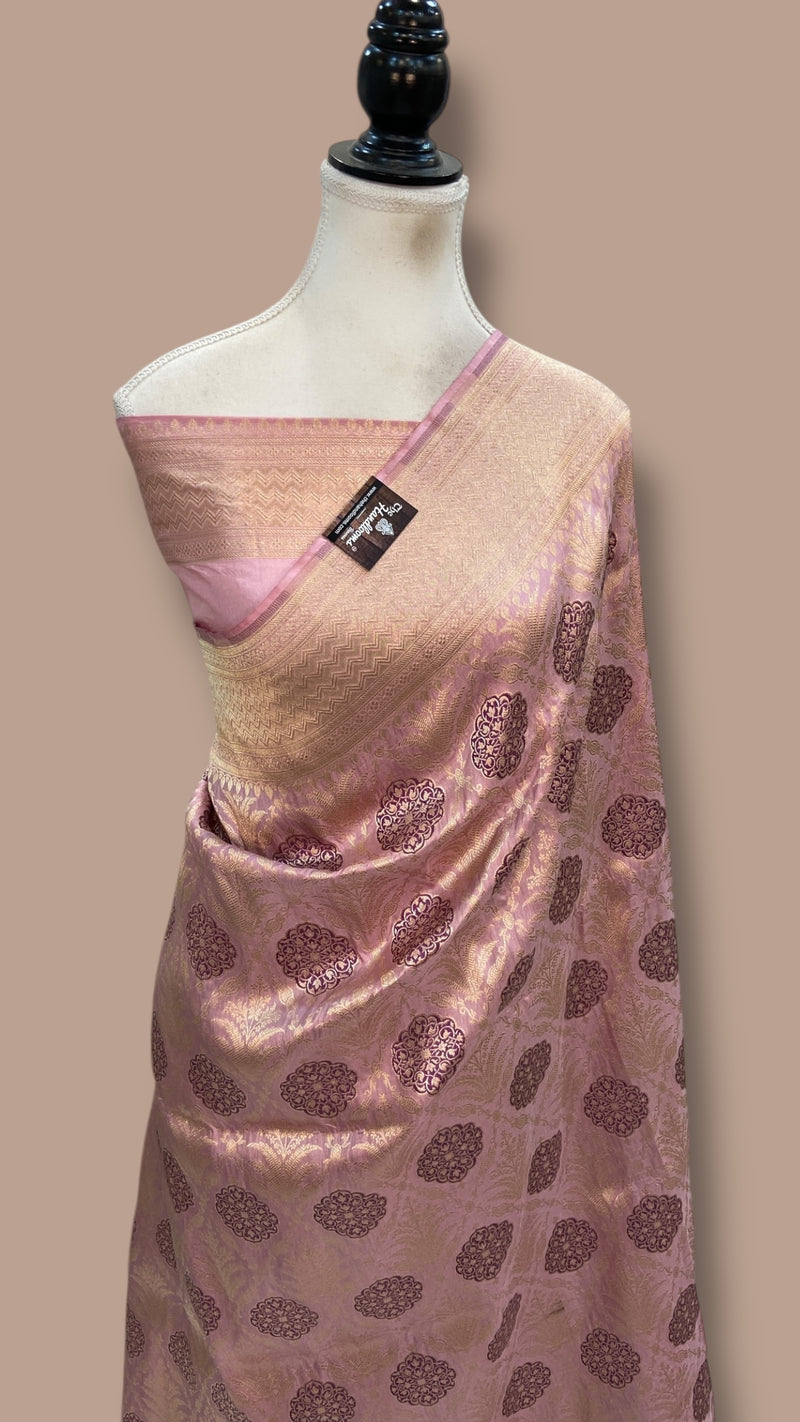 Regal Pure Katan Silk Banarasi Saree – Handwoven Tanchui Brocade With Meenakari Work