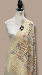 Pure Moonga Georgette Handloom Dupatta - Tilfi Meenakari - The Handlooms