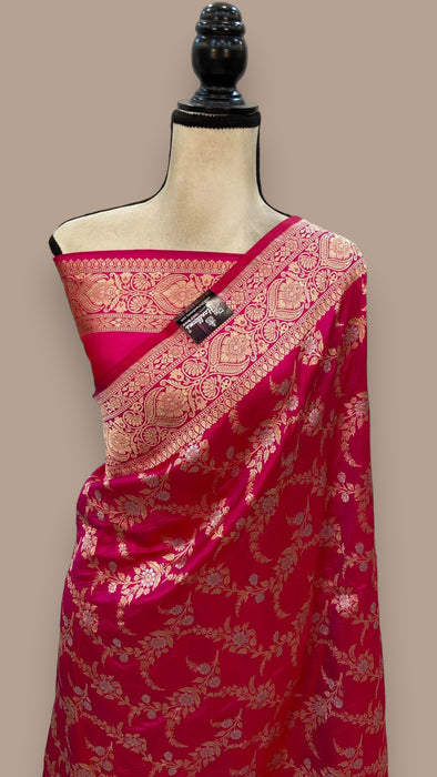 Pure Katan Silk Banarasi Handloom Saree - All over Sona Roopa Jaal work