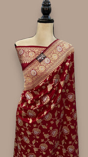 Pure Katan Silk Banarasi Handloom Saree - All over sona roopa Jaal work - The Handlooms