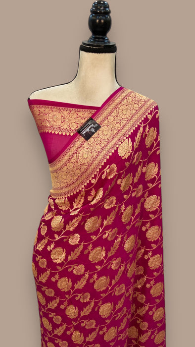 Pure Khaddi Georgette Banarasi Saree -  Gold zari