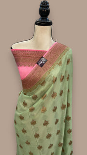Khaddi Georgette Banarasi Saree -  Antique Zari - The Handlooms