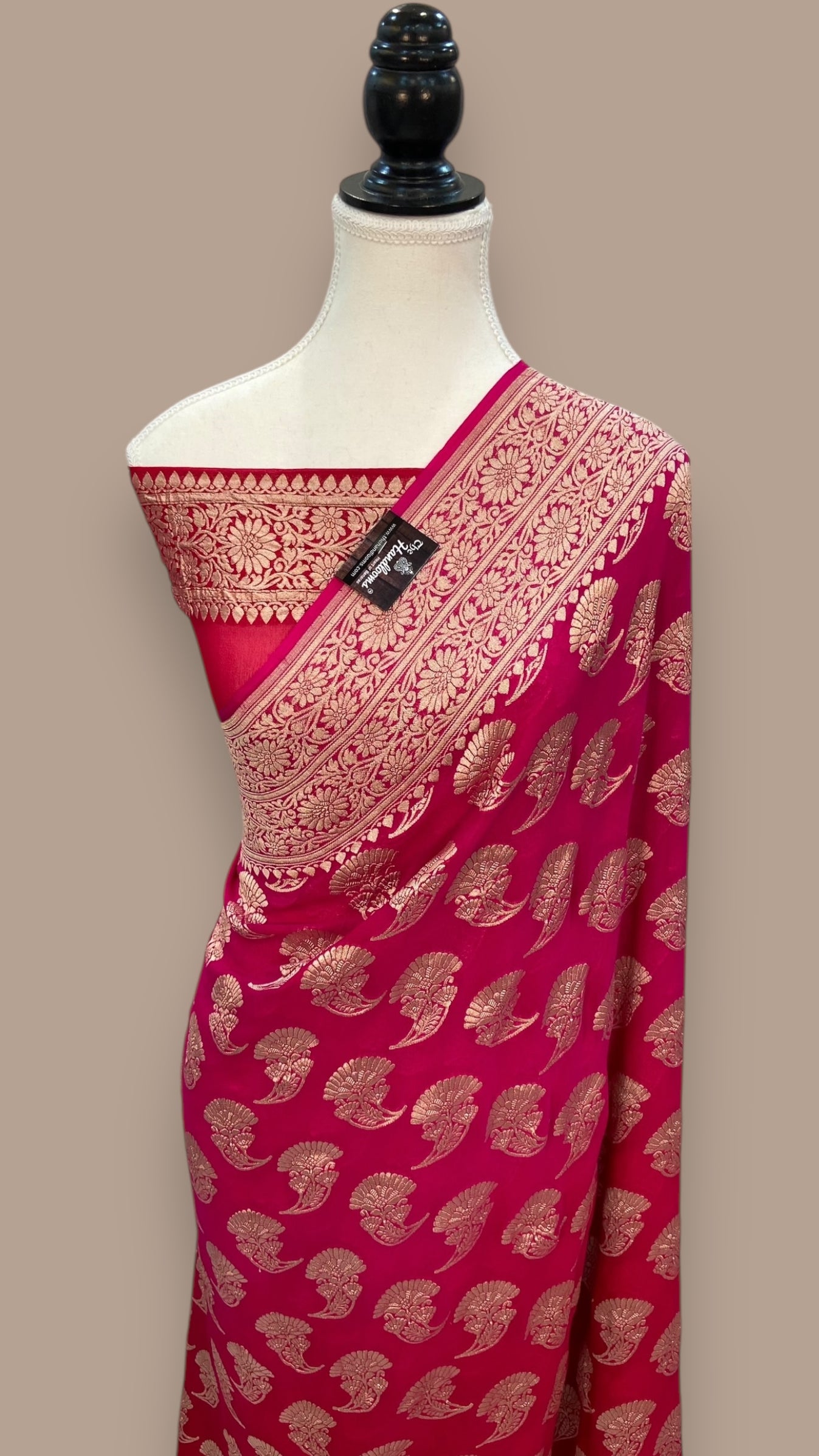 Pure Khaddi Crepe Georgette Handloom Banarasi Saree main image 1