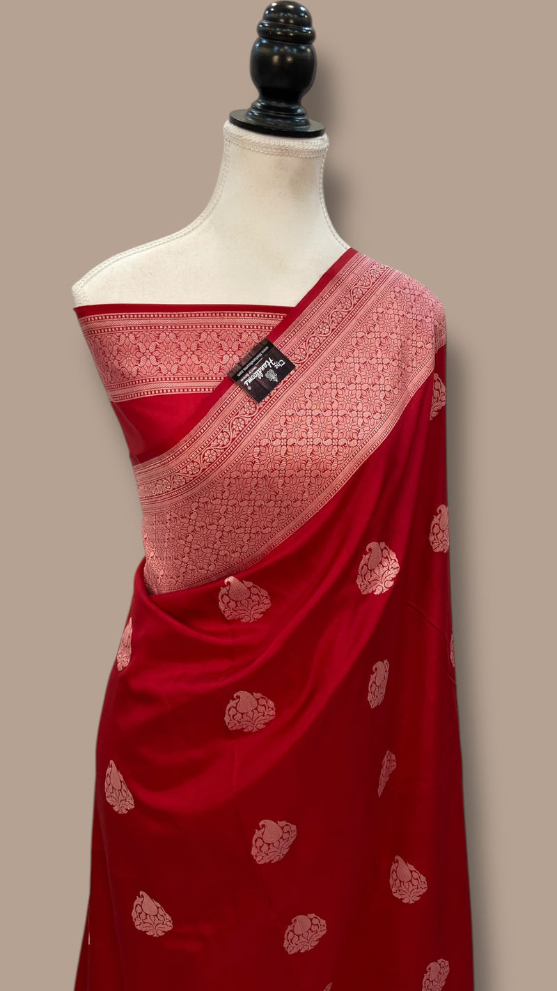 Pure Katan Silk Banarasi Handloom Saree - All over Kadua motifs - The Handlooms