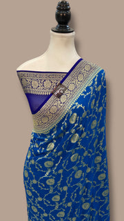 Pure Khaddi Georgette Banarasi Saree -  Gold zari - The Handlooms