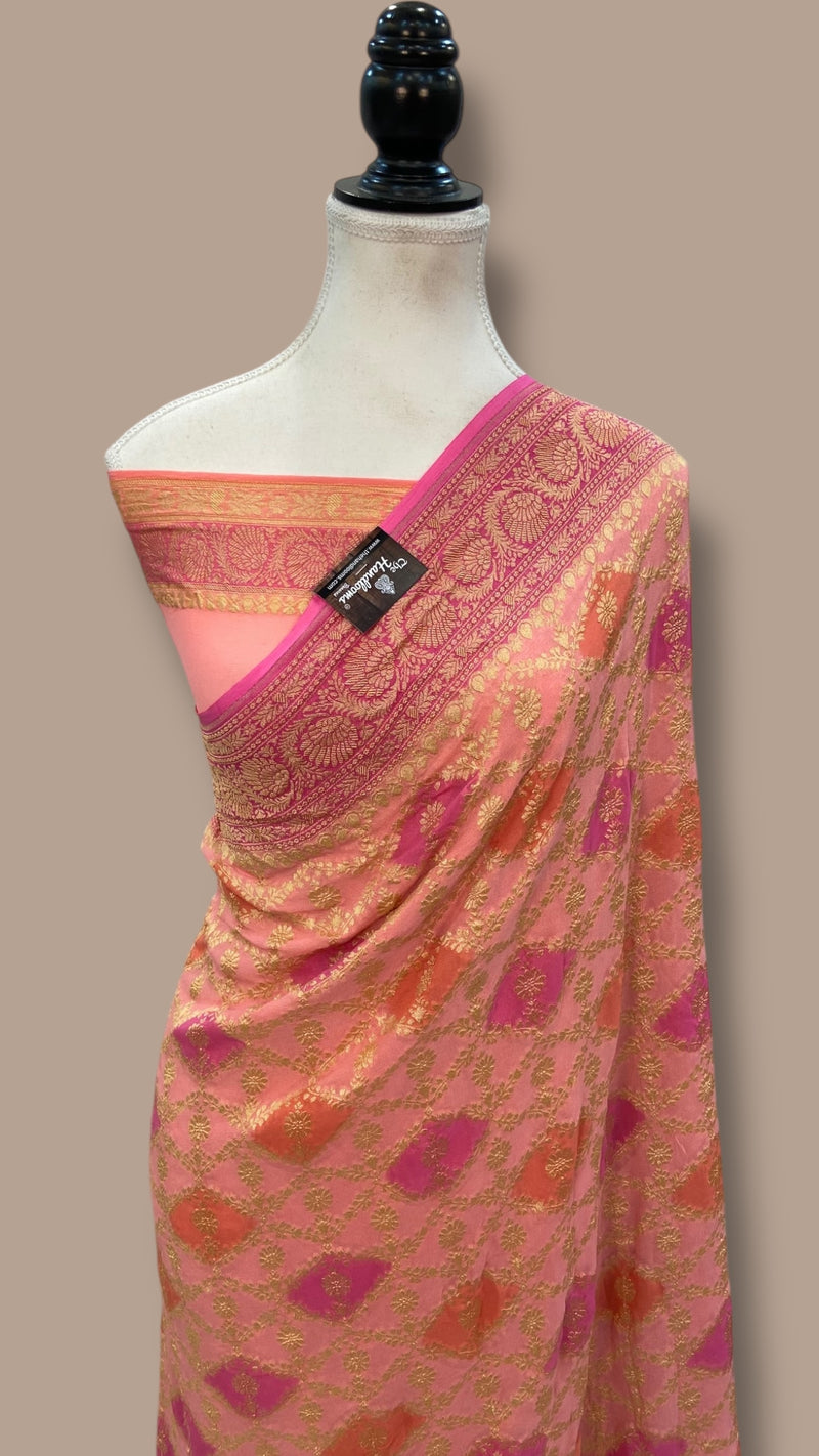 Khaddi Georgette Handloom Banarasi Saree - The Handlooms