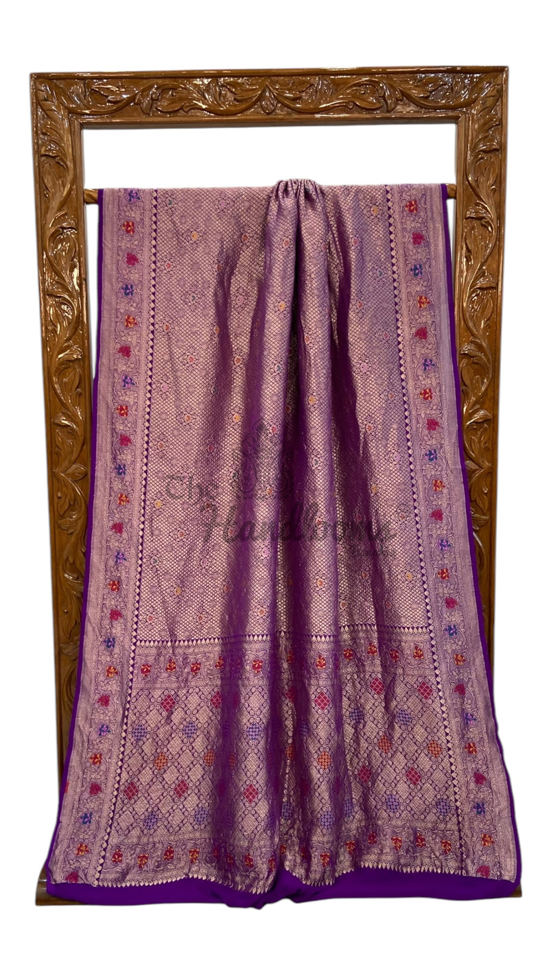 Khaddi Georgette Handloom Banarasi Saree - Tanchui Brocade - The Handlooms