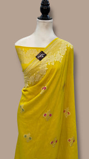Moonga Georgette Handloom Banarasi Saree - The Handlooms
