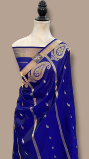Pure Katan Silk Banarasi Handloom Saree - All Over Sona Roopa Kadua Stripe - The Handlooms