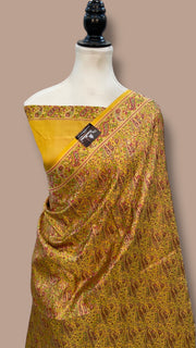 Regal Pure Katan Jamdani Silk Banarasi Saree – Handwoven Tanchui Brocade - The Handlooms