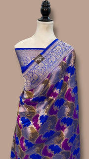 Pure Katan Silk Banarasi Handloom Saree - All over Jaal Work With Rangkart - The Handlooms