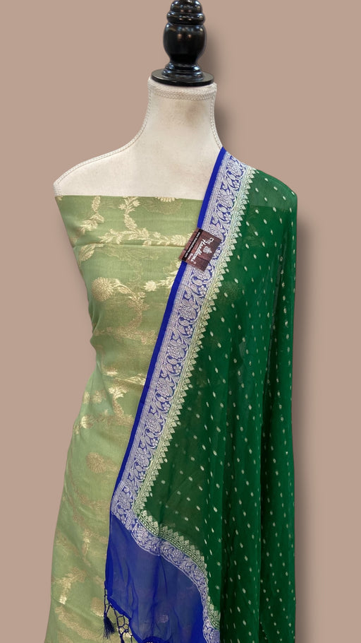 Chanderi Cotton Banarasi Dress material - Georgette Dupatta - The Handlooms