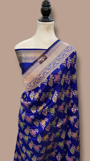 Pure Katan Silk Banarasi Handloom Saree - All over Jaal work With Meenakari - The Handlooms