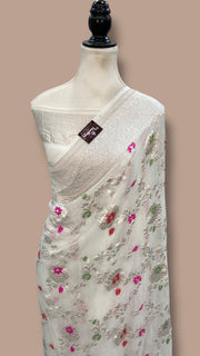 Khaddi Georgette Handloom Banarasi Saree - All Over Jaal Work With Meenakari - The Handlooms