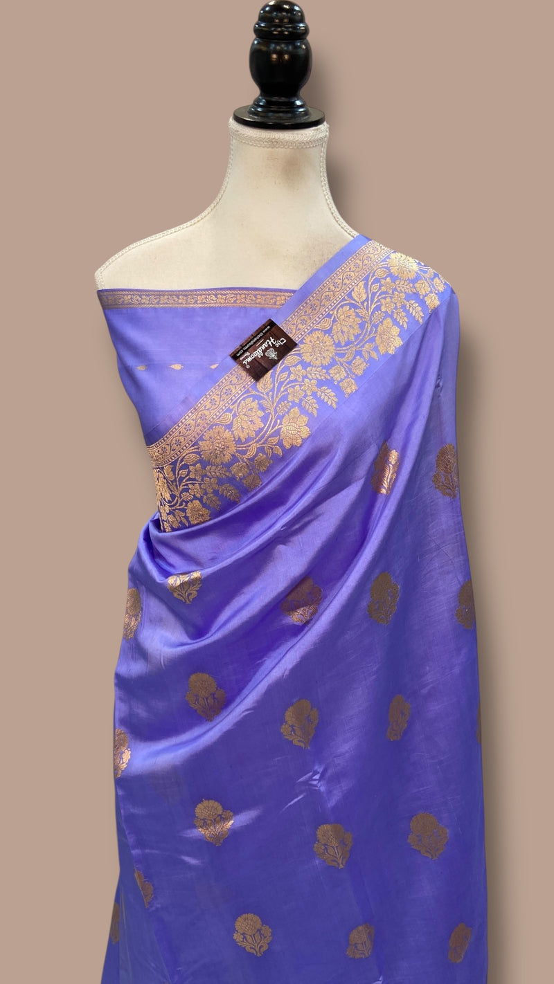 Pure Katan Silk Banarasi Handloom Saree - All over Kadua motifs - The Handlooms