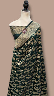 Pure Katan Silk Banarasi Handloom Saree - All Over Jaal Work - The Handlooms
