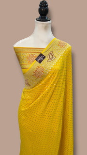 Pure Khaddi Georgette Handloom Banarasi Saree - All over Jaal Work With Meenakari - The Handlooms