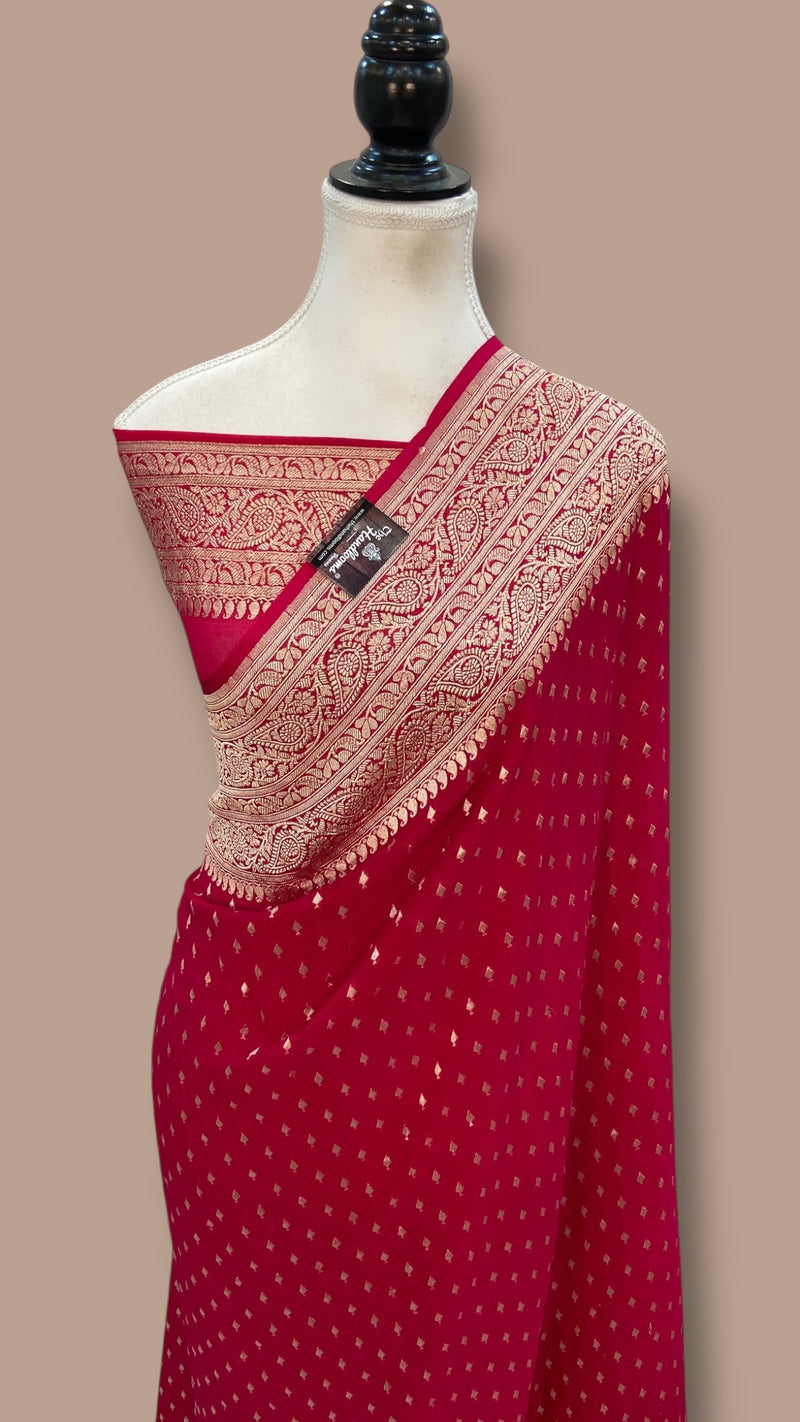 Khaddi Georgette Handloom Banarasi Saree - The Handlooms