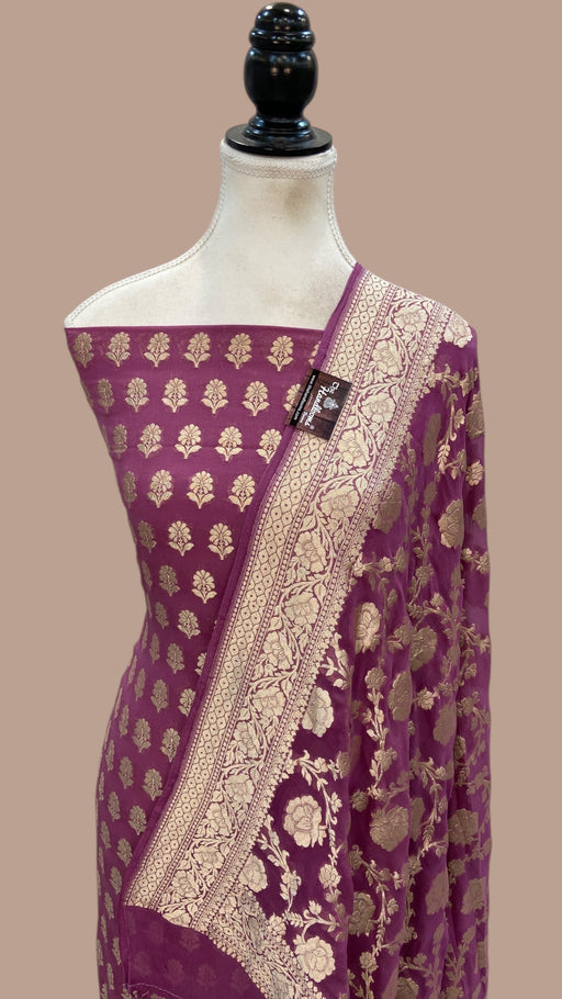 Khaddi Georgette Banarasi Dress material Water Zari - The Handlooms