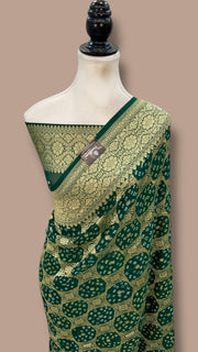 Pure Georgette Banarasi Bandhej Handloom Saree - The Handlooms