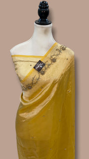 Pure Kora Tissue Handloom Banarasi Saree - Handwork - The Handlooms