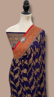 Khaddi Georgette Banarasi Saree -  Antique zari - The Handlooms