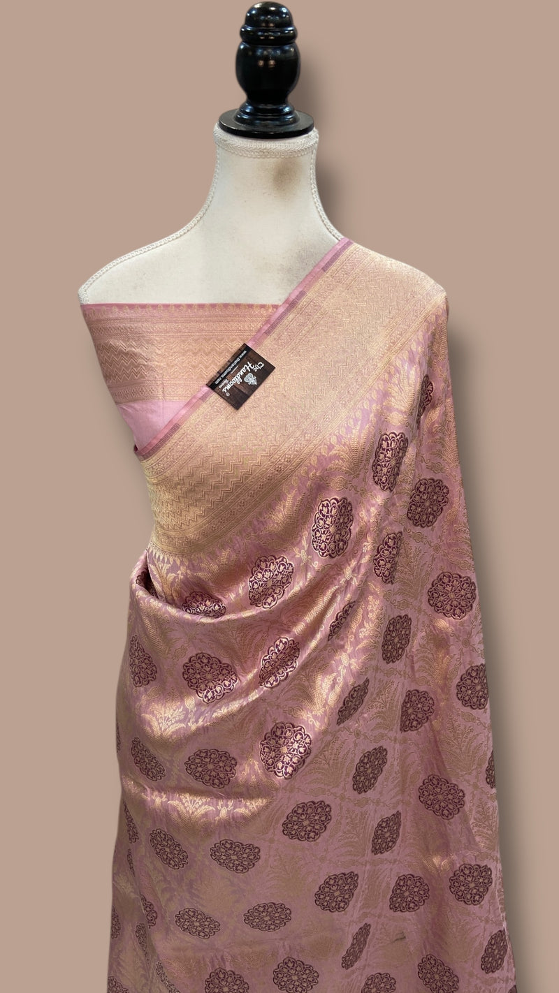 Regal Pure Katan Silk Banarasi Saree – Handwoven Tanchui Brocade With Meenakari Work