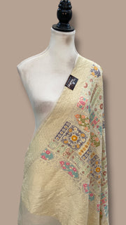 Pure Moonga Georgette Handloom Dupatta - Tilfi Meenakari - The Handlooms