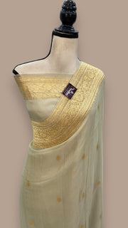 Ivory Pure Georgette Handloom Banarasi Saree - The Handlooms