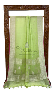 Pista Pure Georgette Handloom Banarasi Saree - The Handlooms