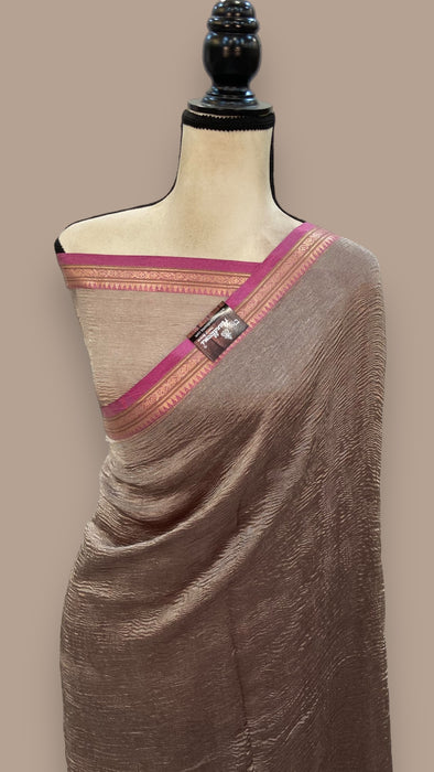 Pure Kora Tissue Crush Handloom Banarasi Saree