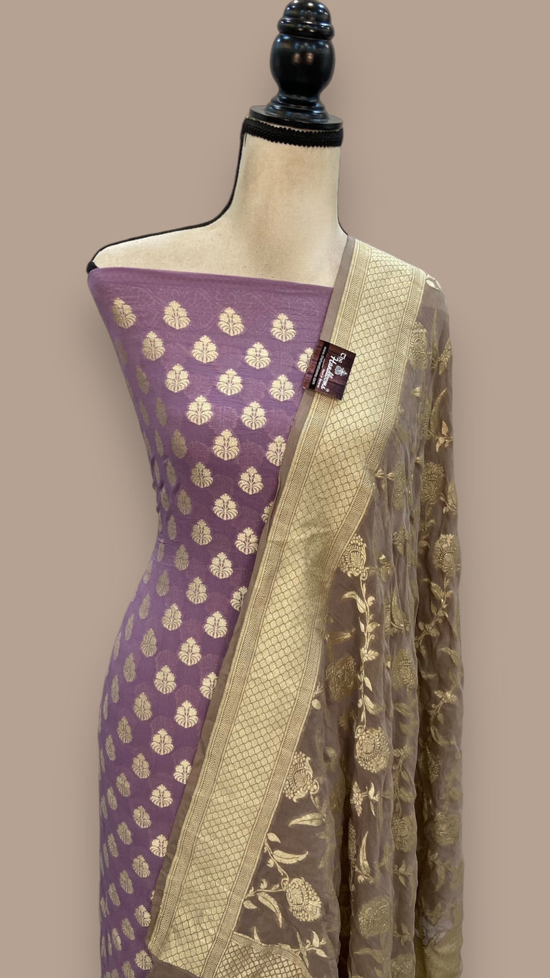Khaddi Georgette Banarasi Dress material - The Handlooms