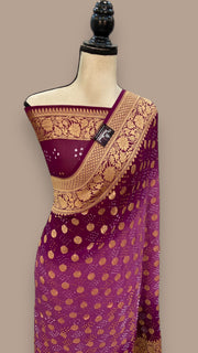 Pure Georgette Banarasi Bandhej Handloom Saree - The Handlooms