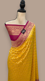 Pure Khaddi Georgette Banarasi Saree -  Gold zari - The Handlooms