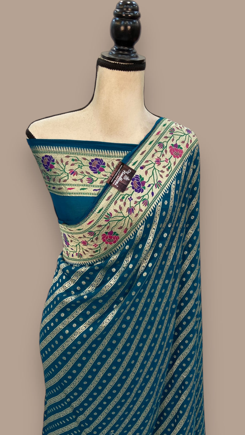 Pure Georgette Banarasi Handloom Saree - with meenakari work - The Handlooms