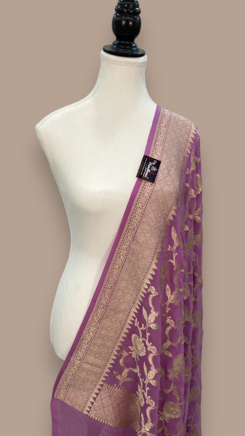 Pure Khaddi Georgette Dupatta - water zari - The Handlooms