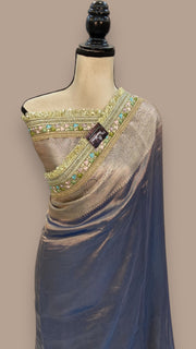 Pure Kora Tissue Handloom Banarasi Saree With Lace - The Handlooms