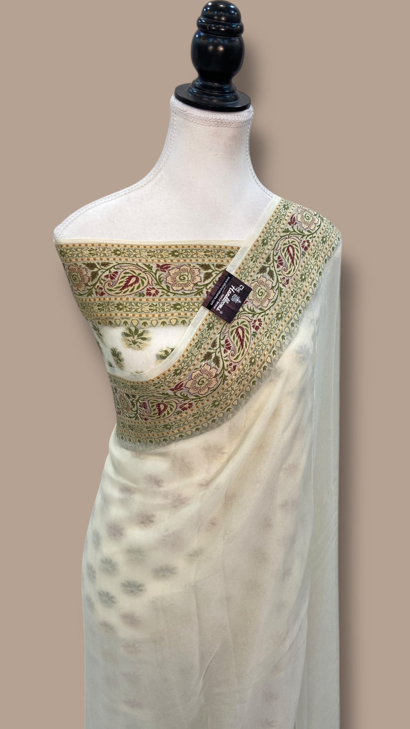 Pure Chiffon Khaddi Banarasi Saree - The Handlooms