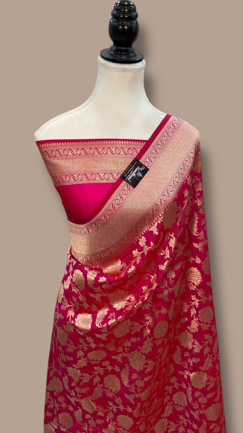 Pure Katan Silk Banarasi Handloom Saree - All over Jaal work - The Handlooms