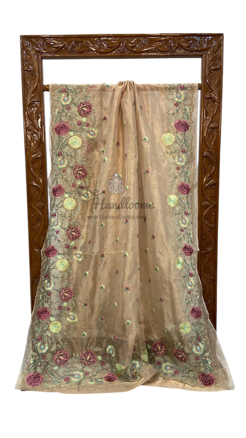 Pure Tissue Handloom Banarasi Saree With Chikankari - The Handlooms