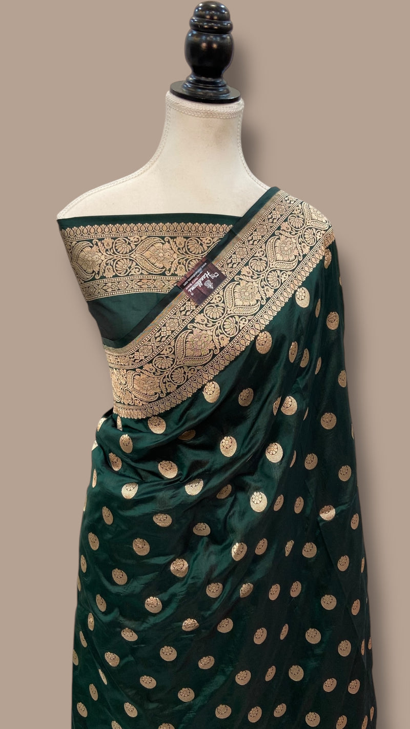 Pure Katan Silk Banarasi Handloom Saree - with motifs - The Handlooms