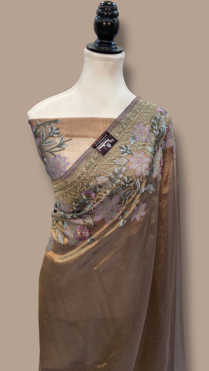 Pure Tissue Handloom Banarasi Saree With Chikankari - The Handlooms